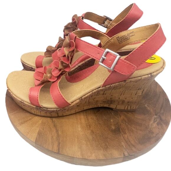 B.O.C Wedge Sandal Coral Evita Women's Strappy Heels Size 9 - Picture 1 of 7